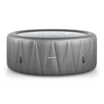 Wave Atlantic 6-Person Inflatable Hot Tub | Integrated Eco Heater | 130 Aquajet Massage System | Anti-Freeze Protection | Quick 15-Minute Setup | Gray Rattan